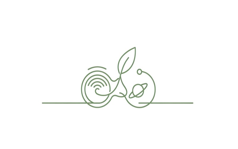 Logo de vélo écologique au trait combinant une feuille et une planète
