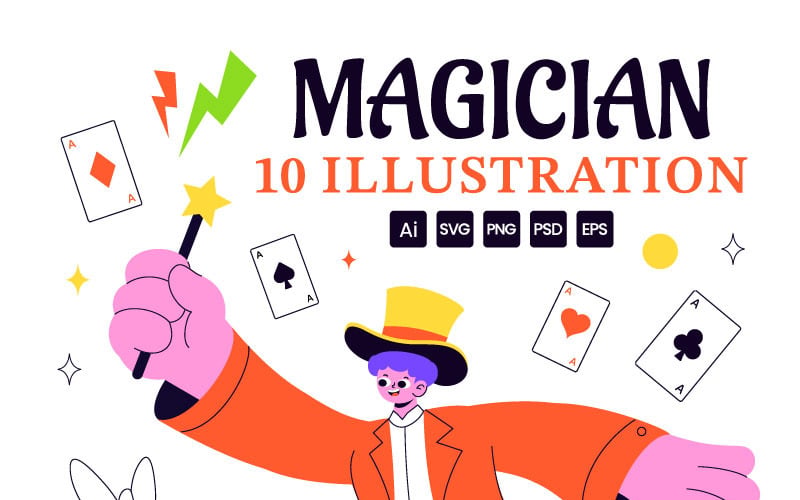 10 trollkarlsvektordesignillustrationer