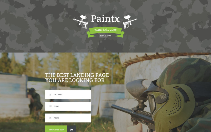 Paintball Responsive Landing Page Vorlage
