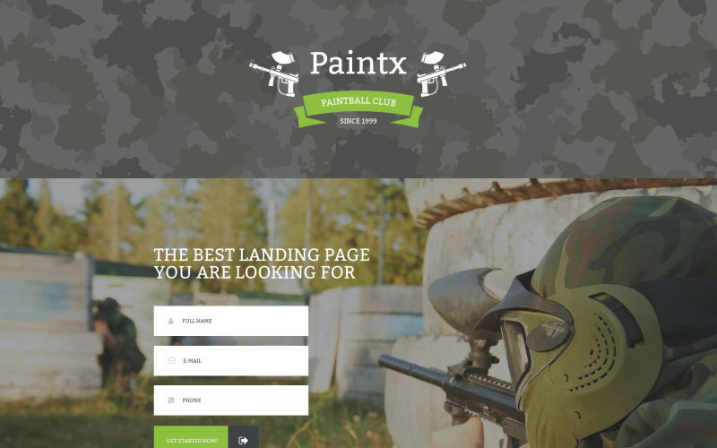 Šablona stránky přistání reagující na paintball