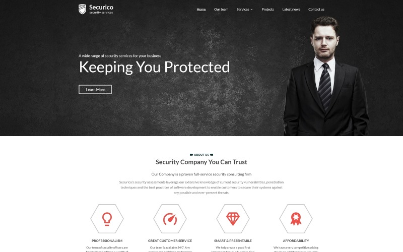 Securico - Biztonságra érzékeny modern HTML webhelysablon