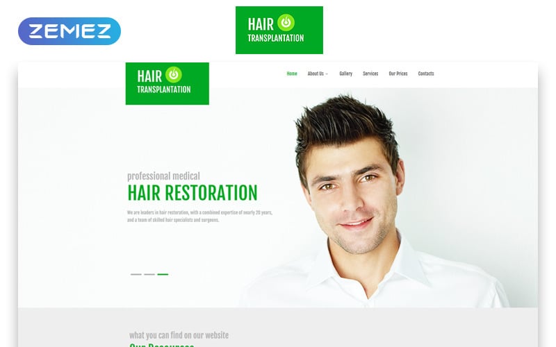 Трансплантация волос - Адаптивный HTML5 шаблон веб-сайта Medical Clinic Clean