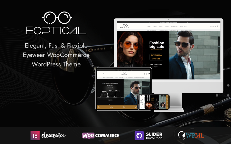 eOptical – Thème WordPress WooCommerce pour boutique de lunettes de vue et de soleil