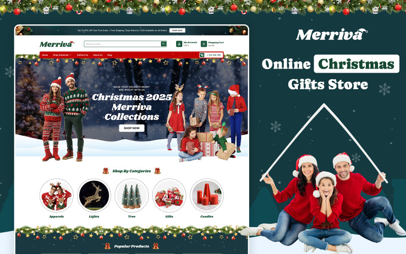 Merriva – Responsives Shopify-Weihnachtsthema für den E-Commerce
