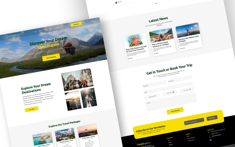 Diseño de plantilla de sitio web Figma para página de destino de agencia de viajes