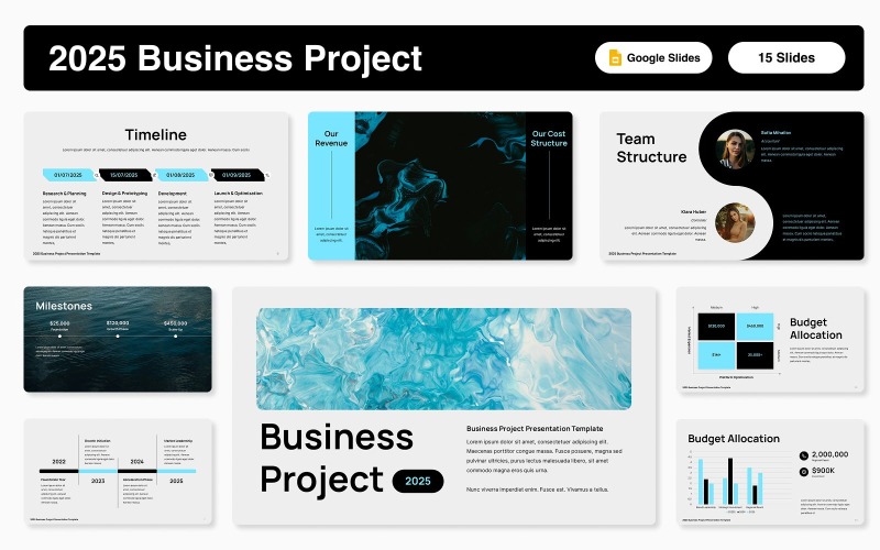 Google Slide-sjabloon voor bedrijfsproject 2025