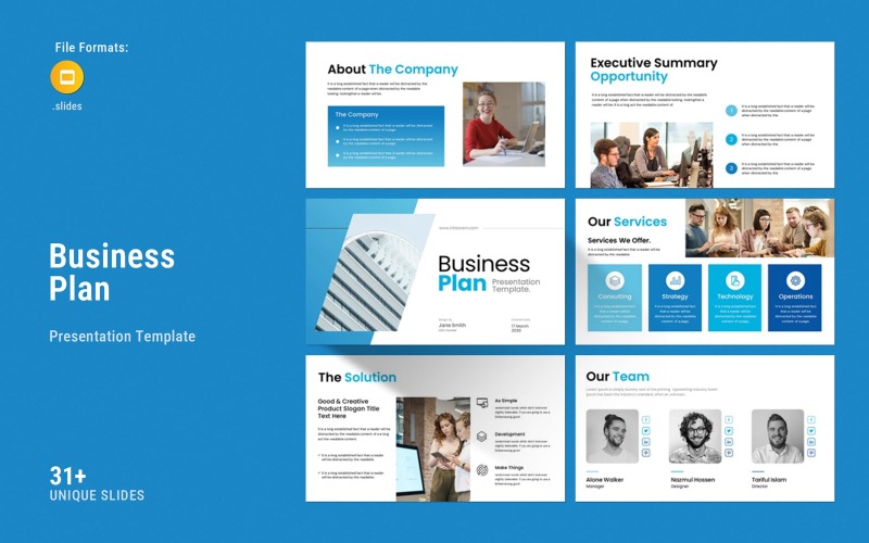 Modèle de plan d'affaires créatif pour Google Slides