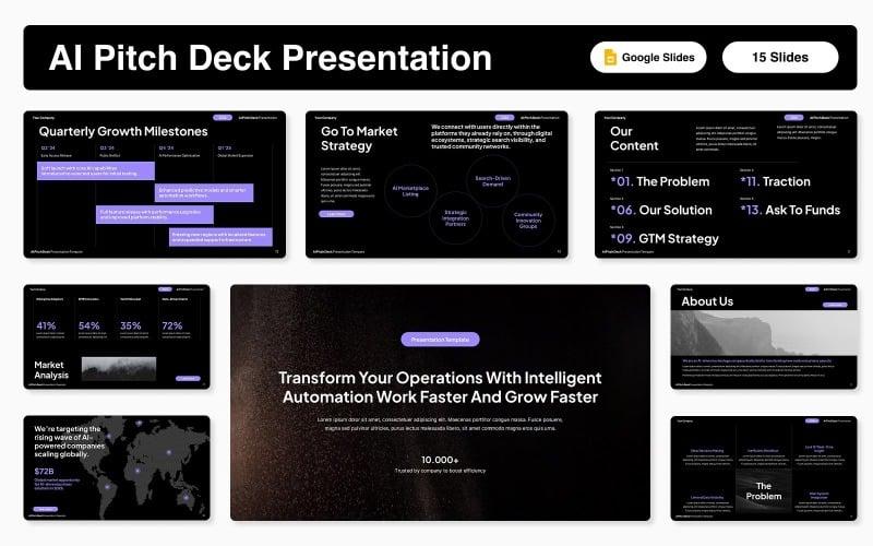 Modèle de présentation Google Slides pour pitch deck IA