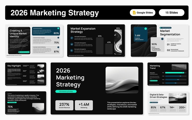 Plantilla de Google Slide de estrategia de marketing 2026