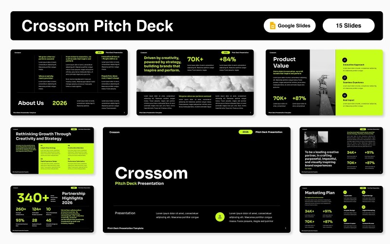 Шаблон слайда Crossom Pitch Deck для Google