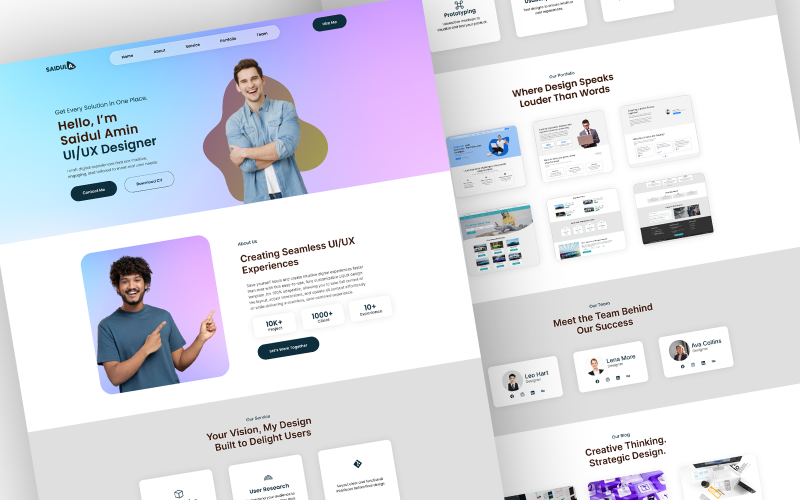 Site de Portfólio Pessoal – Página Inicial no Figma
