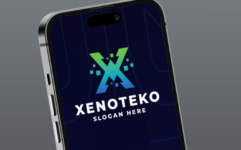 Digital teknik bokstaven X-logotyp
