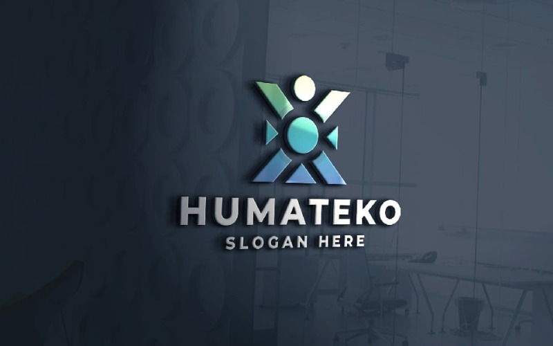 Logotipo abstrato geométrico humano/comunitário
