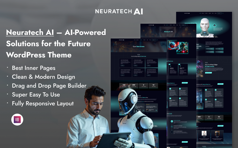 Neuratech – Sada šablon WordPress Elementor pro marketingovou agenturu s umělou inteligencí