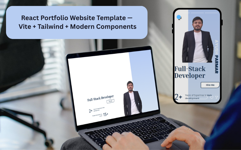 React Portfolio Website Template — Vite + Tailwind + Moderne Componenten
