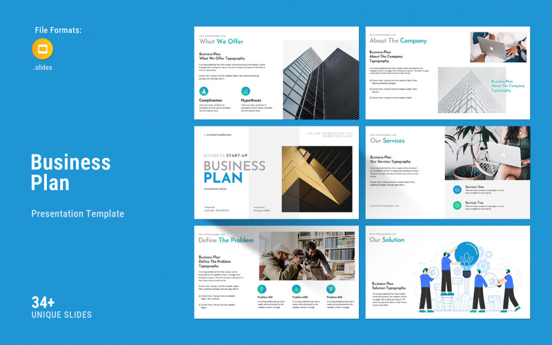 Шаблон презентации Google Slides корпоративного бизнес-плана.