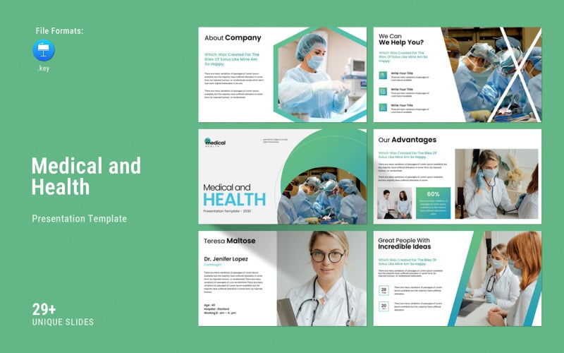Modello di presentazione principale di Medi Health