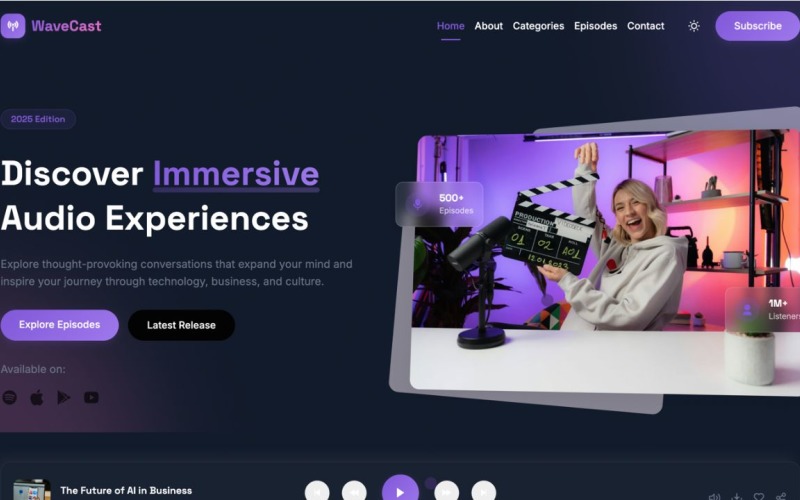 WaveCast - Podcast HTML Website Platform Bootstrap-sjabloon