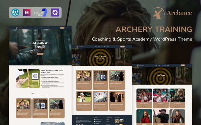 Arclance – Thème WordPress pour l'entraînement, le coaching et l'académie de tir à l'arc