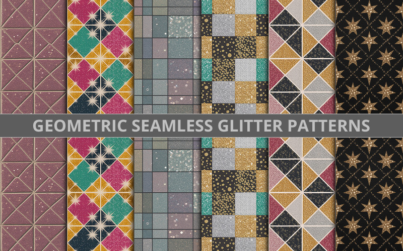 Glitter geometrische naadloze patronenbundel