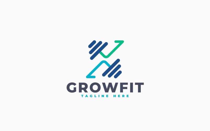 Groei Fitness Logo Sjabloon Ontwerp