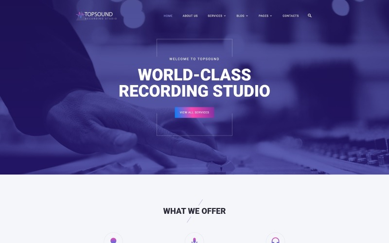 TopSound - Modèle de site Web HTML multipage moderne Recording Studio