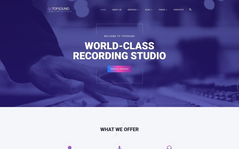 TopSound - Recording Studio Modern többoldalas HTML webhelysablon