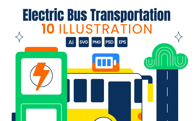 10 illustrationer av elektrisk busstransport