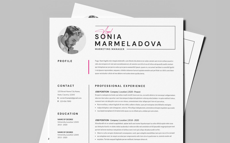 Modèle de CV minimaliste, épuré et créatif