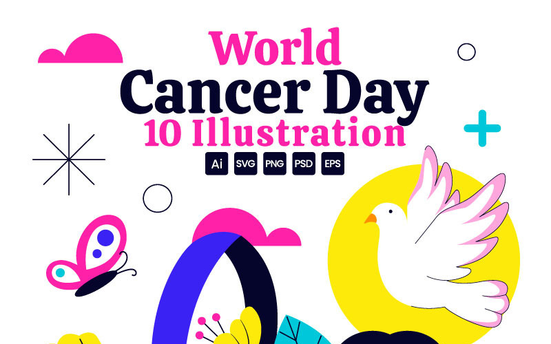 10 illustrationer för Världscancerdagen