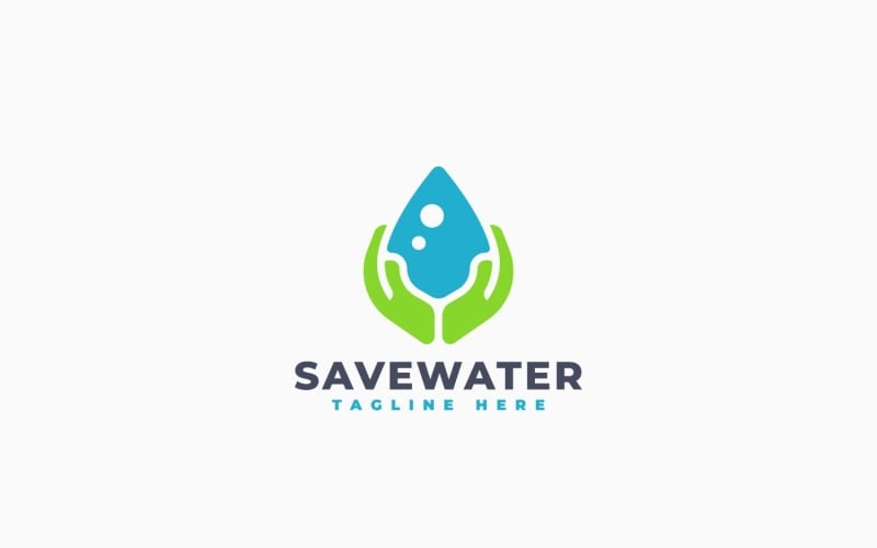Design de modelo de logotipo para economia de água