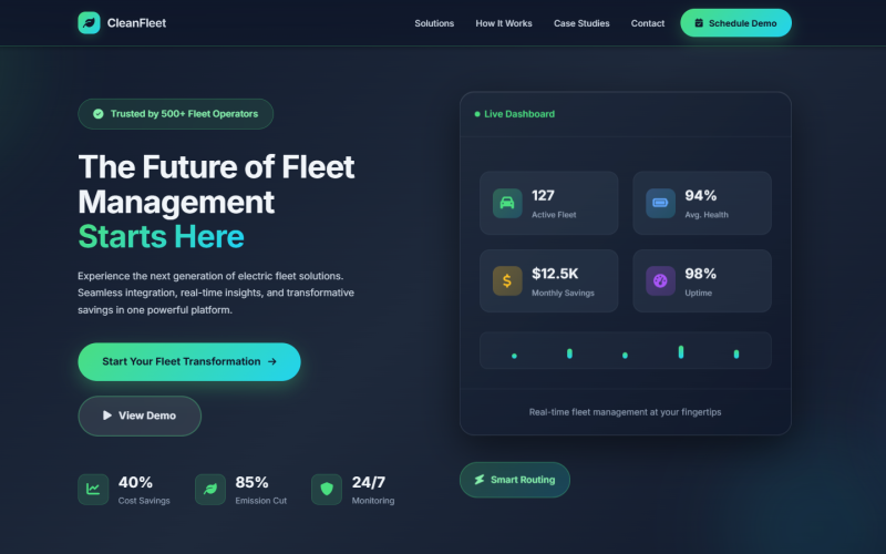 Clean Fleet Solutions – Responsive Landingpage-Vorlage (HTML, CSS, JS)
