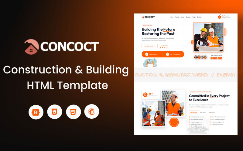 Concoct — Modèle HTML de construction et d'architecture modernes
