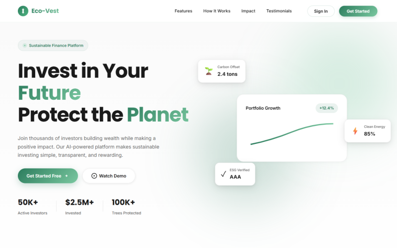 EcoVest - HTML CSS JS Responsive Landing Page Template