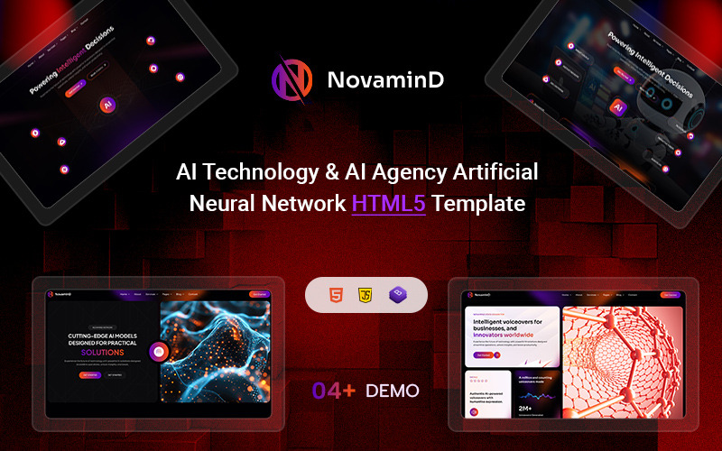 NovaminD – HTML5-шаблон искусственной нейронной сети для агентства технологий искусственного интеллекта и искусственного интеллекта