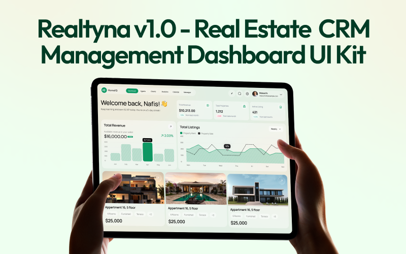 Realtyna v1.0 - Dashboard UI-kit voor CRM-beheer in onroerend goed