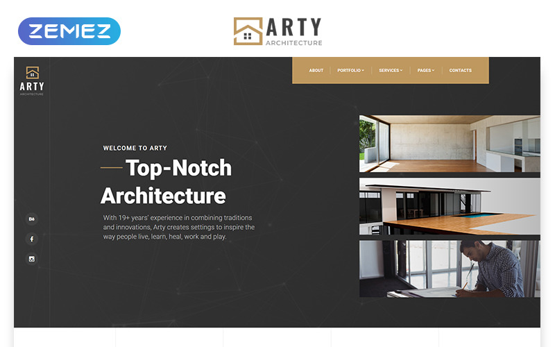 Arty - Архитектурный многостраничный креативный шаблон веб-сайта HTML5