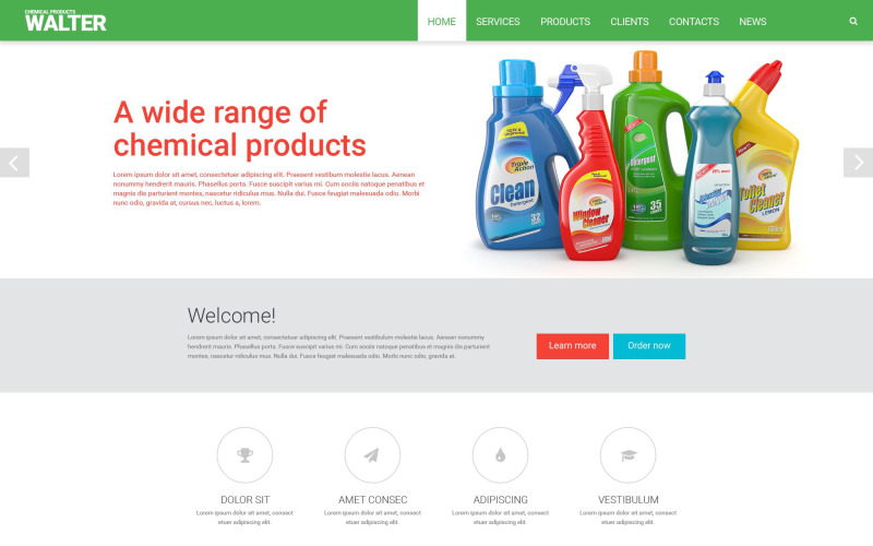 Modèle de site Web de produits chimiques