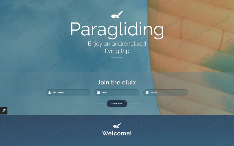 Paragliding Responsive Landing Page Vorlage