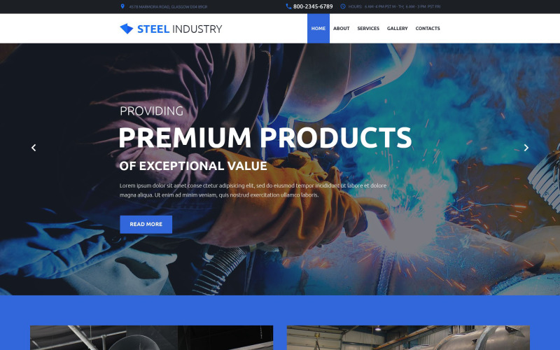 Website-Vorlage für die Stahlindustrie