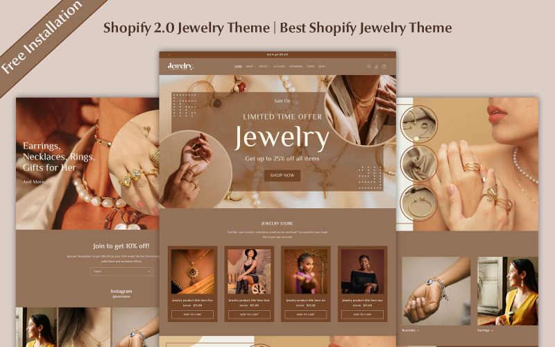 Szablon Shopify 2.0 dla biżuterii | Najlepszy szablon luksusowego sklepu jubilerskiego