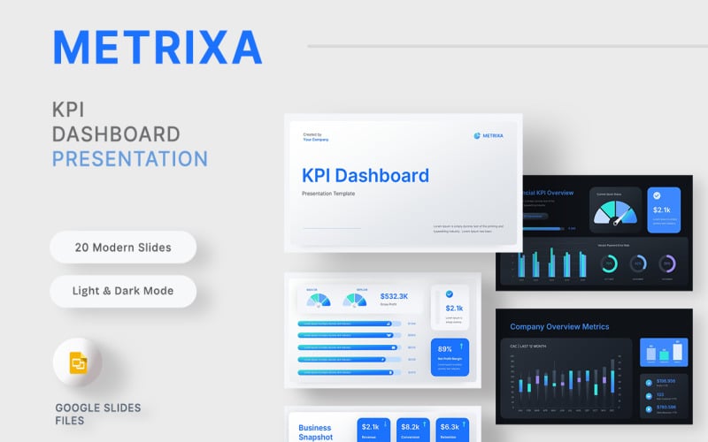 Metrixa - KPI Dashboard Google Slides Template
