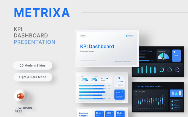 Metrixa - KPI-irányítópult PowerPoint sablon