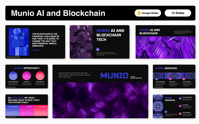 Modelo de Apresentação do Google para IA e Blockchain da Munio