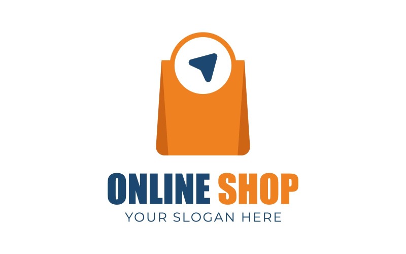 Logo moderno di un negozio elettronico con icona di una borsa della spesa