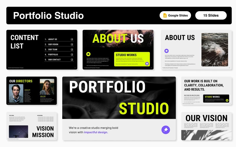 Presentación de Google Slides de Portfolio Studio