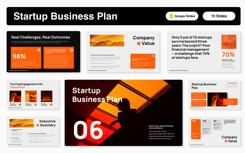 Szablon planu biznesowego dla startupu w formacie Google Slides