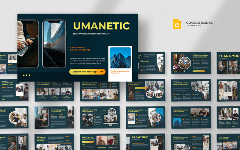 Umanetic – Szablon aplikacji mobilnej Google Slides
