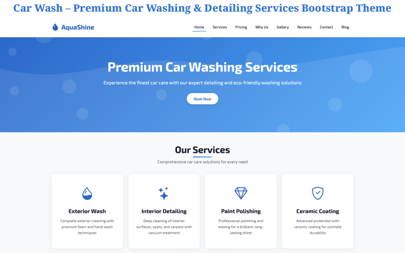Bootstrap-thema voor autowas- en detaildiensten