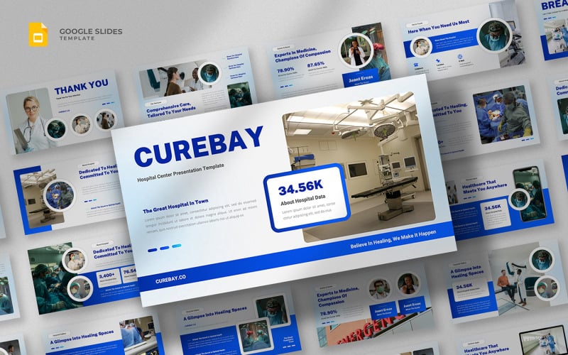 Curebay — шаблон Google Slides для больниц и медицинских учреждений